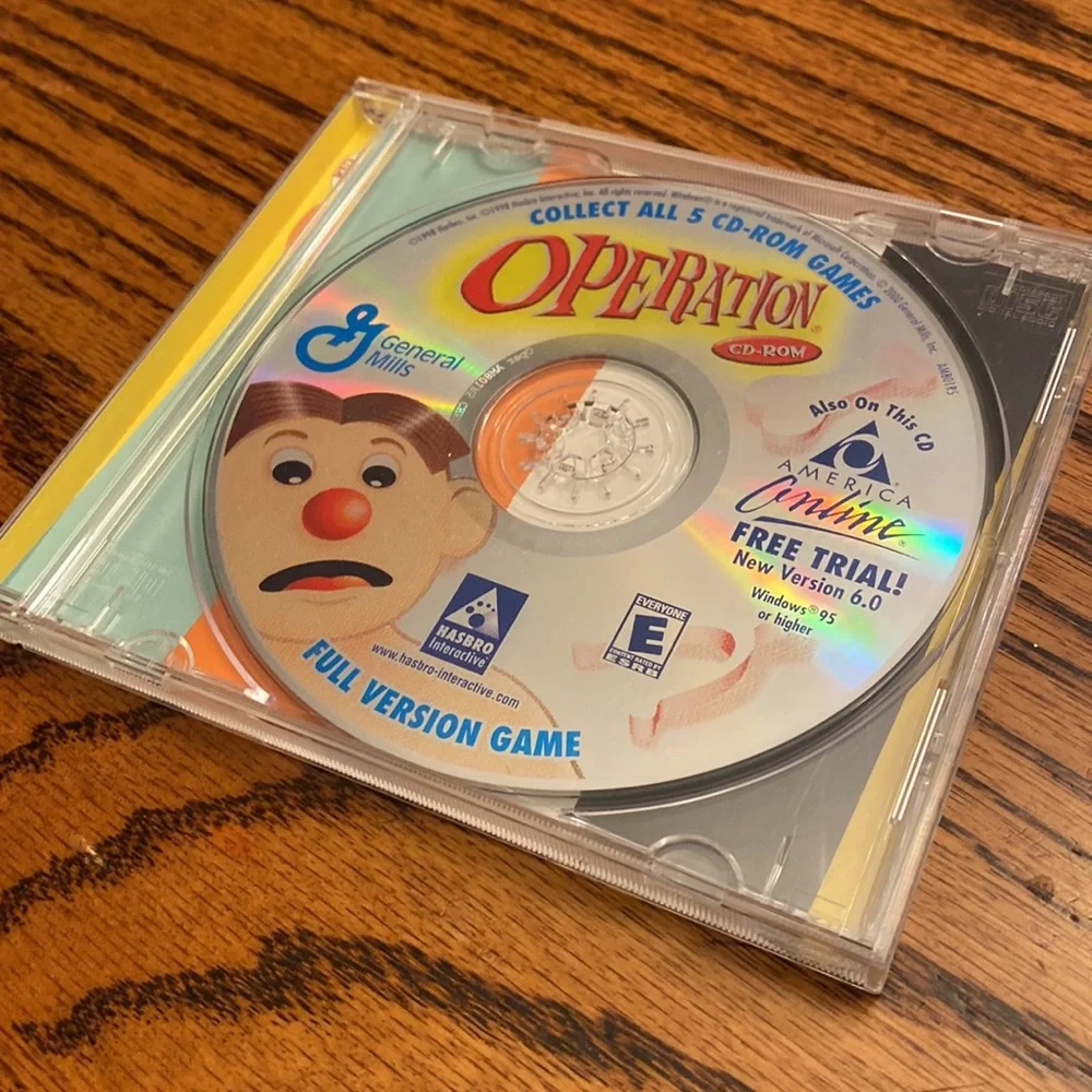 Operation CD-ROM PC Video Game VTG 1998 Windows 95 Hasbro General Mills Promo